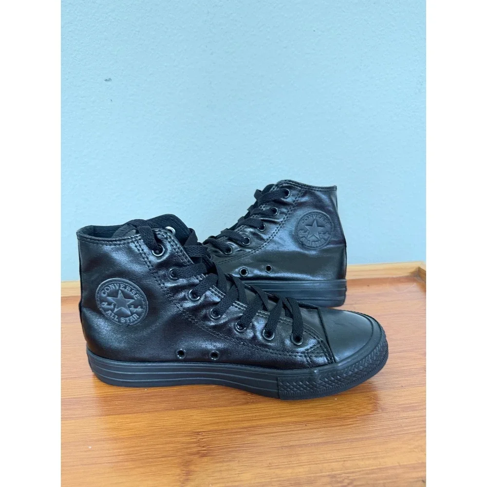 Converse Chuck Taylor All Star High Top Triple Black Coated Textile Youth Sz 3